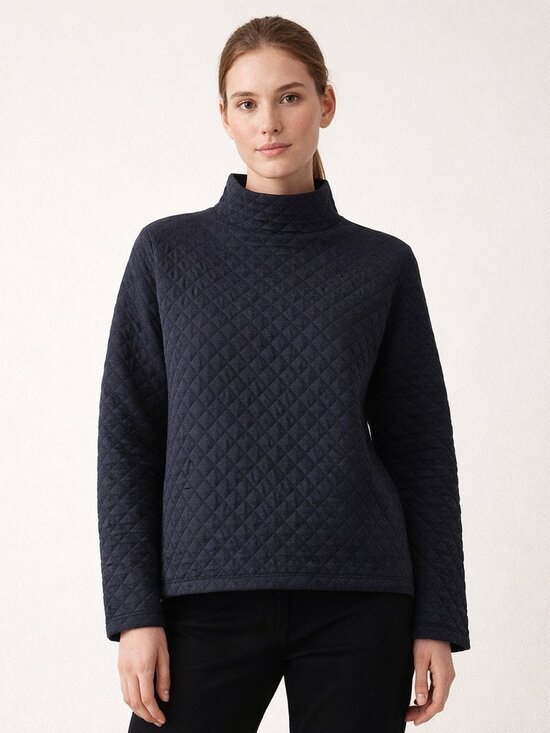 J. Crew Tops - J.Crew Quilted Mockneck Pullover Top Size Large Black